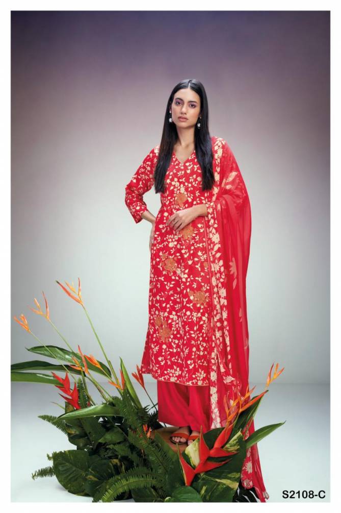 Rangani 2108 By Ganga Printed Cotton Silk Dress Material Catalog